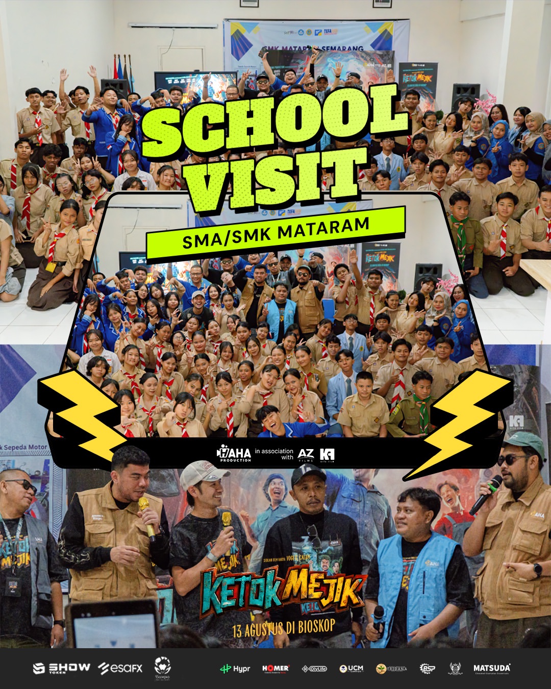 Keseruan #KetokMejikSchoolVisit di SMK Mataram Semarang: Antusiasme Pelajar Pecah Menyambut Film 'Ketok Mejik'